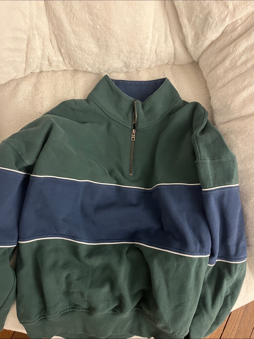 Aeropostale Men's Green and Navy Half-Zip Sweatshirt